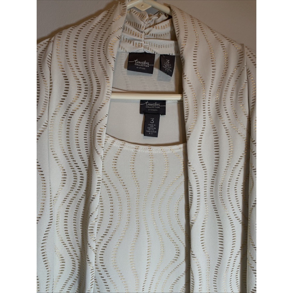 CHICO'S Travelers Collection Metallic Tank & Cardigan Set Size 3/XL